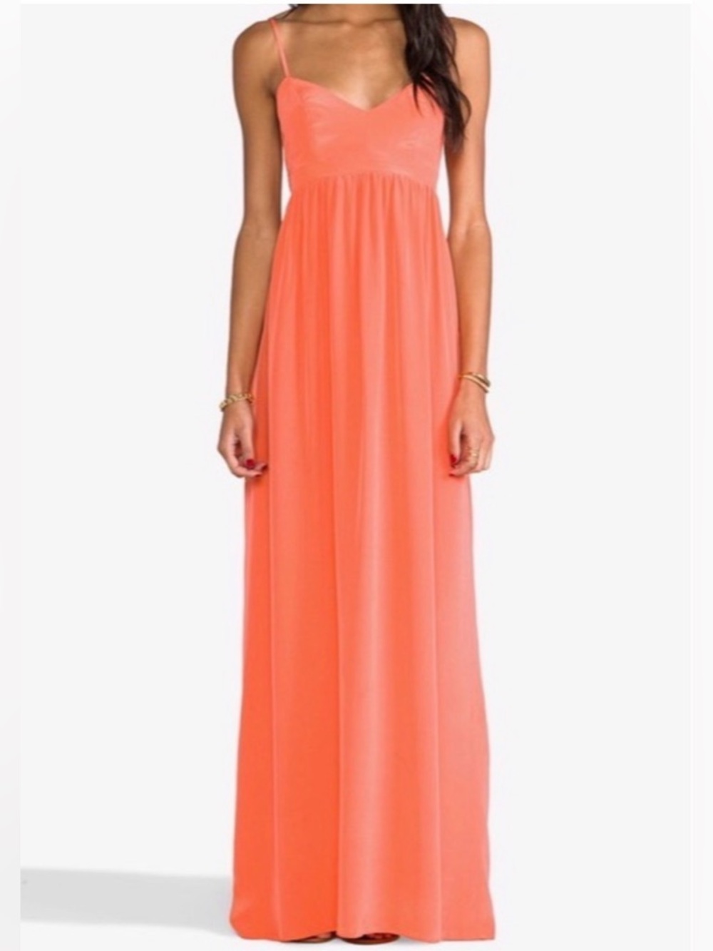 Amanda Uprichard Coral Silk Maxi Dress